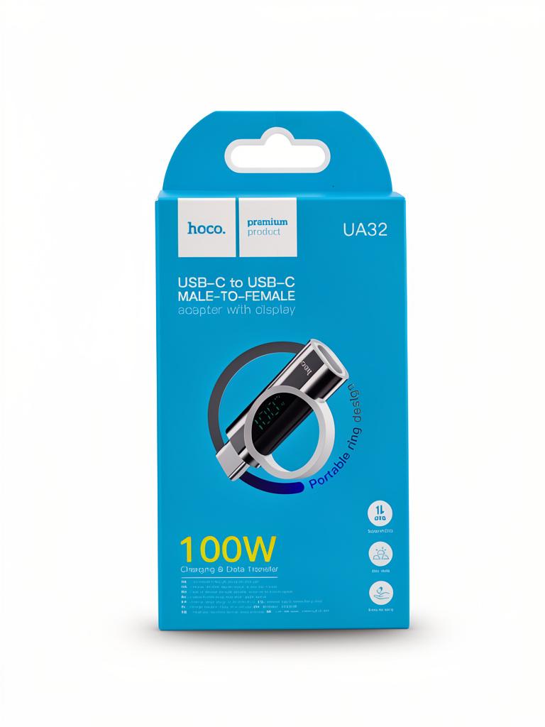 ADAPTADOR DE TIPO C HEMBRA A TIPO C MACHO MEDIDOR DE VOLTAGE OARA CELULAR MARCA HOCO MODELO UA32