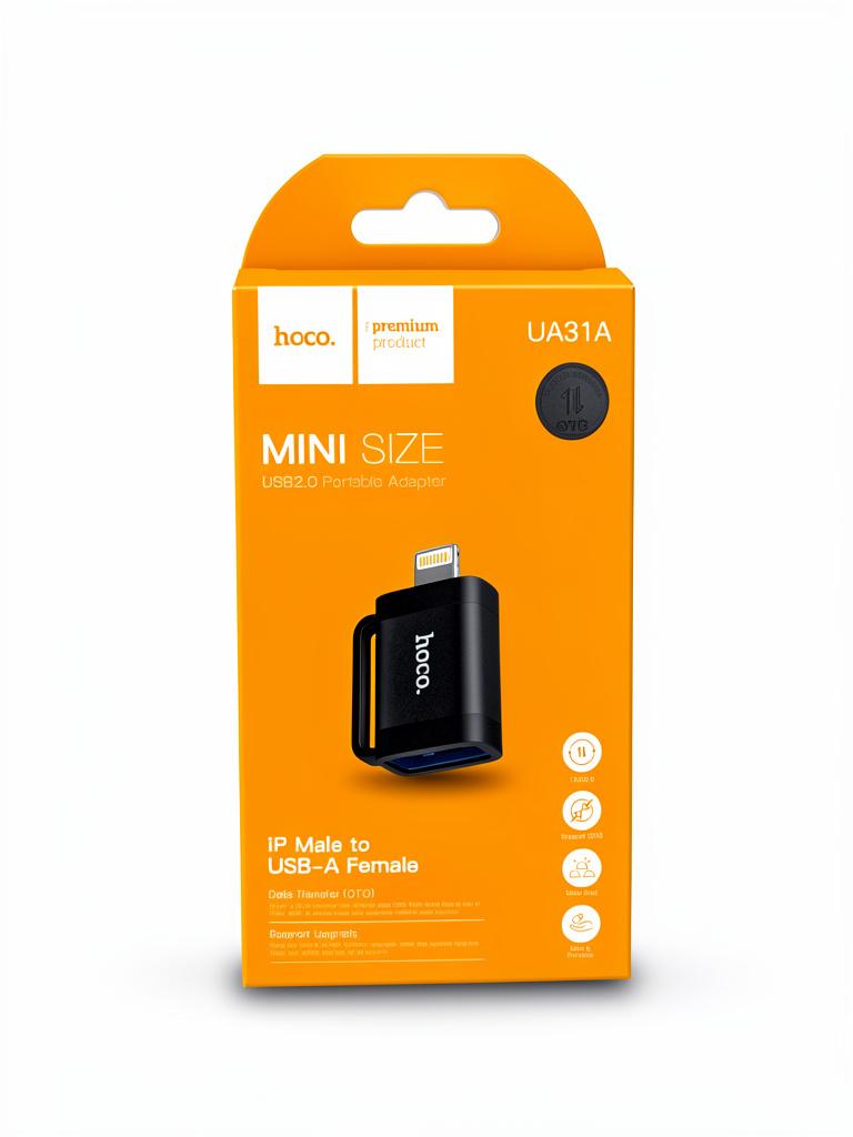 ADAPTADOR DE LIGHTNING A USB HOCO NEGRO