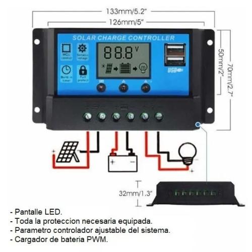 Controlador de Panel solar 30Amp