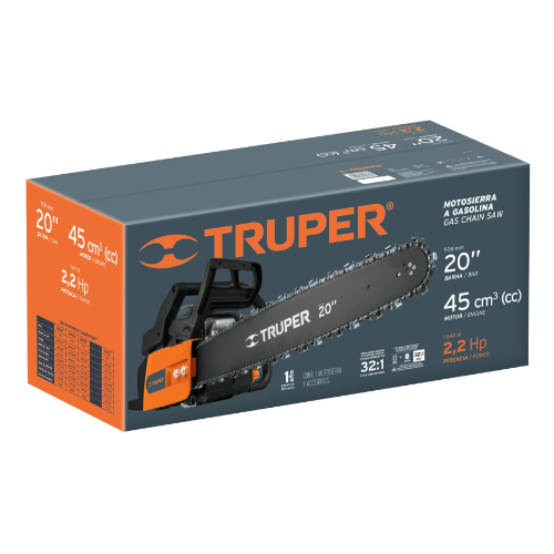  Truper Motosierra 45 cc a gasolina con barra de 20 