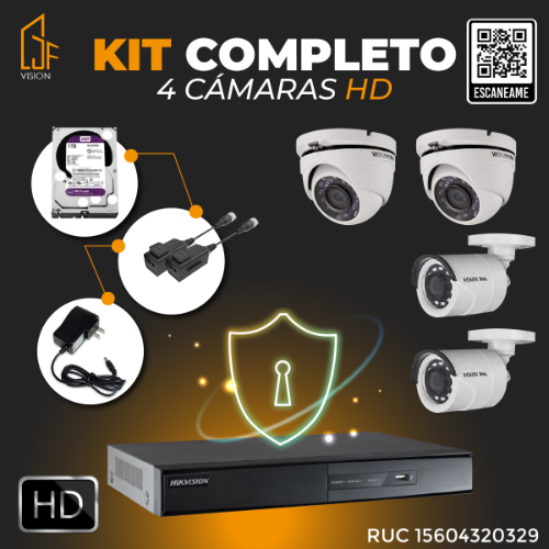 A Kit HD Completo 4 Cámaras