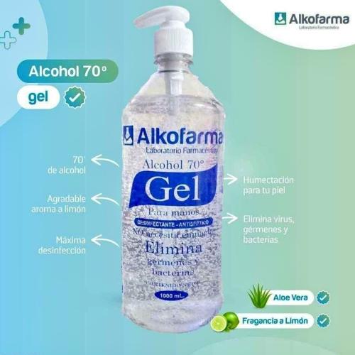 Alcohol en Gel de 70⁰ (1000 ML) Con Dispensador - Marca Alkofarma