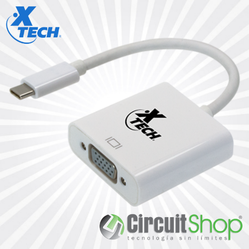Adaptador con conector Tipo-C macho a VGA hembra Xtech XTC-550