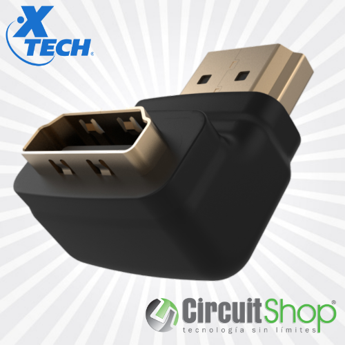 Adaptador con conector HDMI macho a HDMI hembra con ángulo de 90 grados Xtech XTC-344