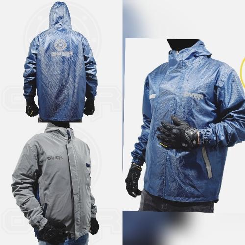 Chaqueta Impermeable Doble Faz Reflectiva Over 100% gris-Azul Oscuro

