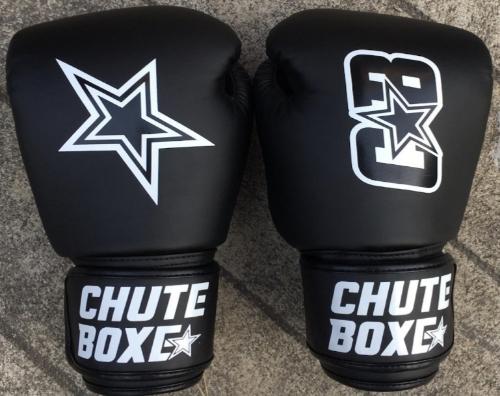 BOXING GLOVES 16OZ  CHUTE BOXE SEMIPIEL  BLACK 