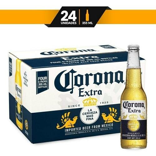 Cerveza Corona Vidrio 355 ML, Caja de 24 Unidades