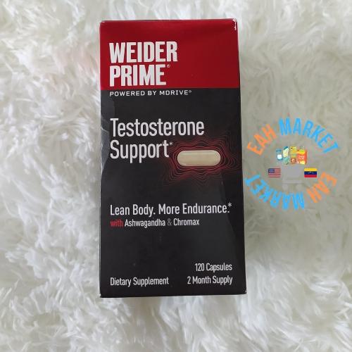 Apoyo de Testosterona Con Ashwagandha y Chromax Weider Prime 120 Cápsulas