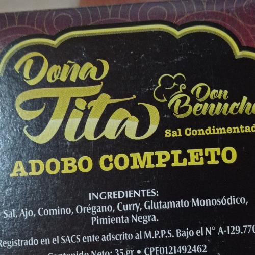 Adobo completo Doña TITA en sobres de 35 gramos