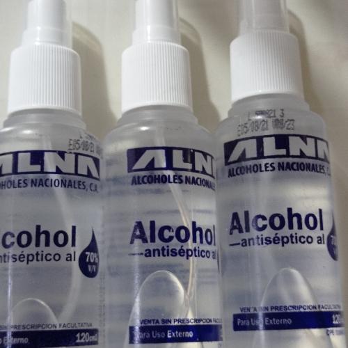 Alcohol antiséptico al 70% en envase con spray de  120 cm3