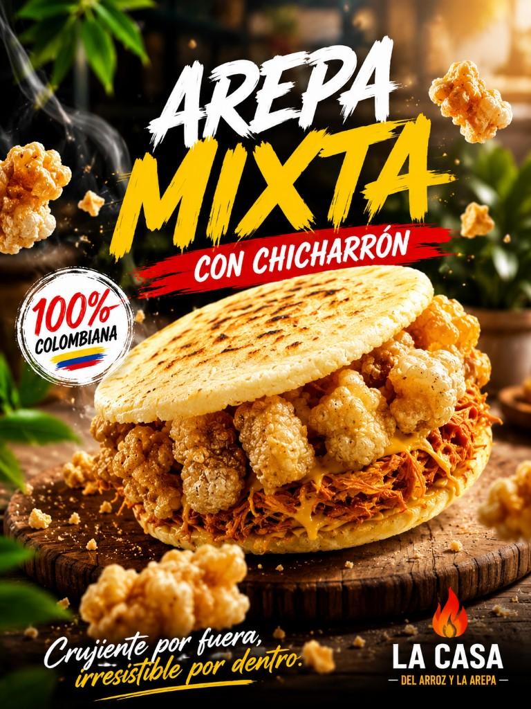 1. AREPA MIXTA CON CHICHARRÓN
