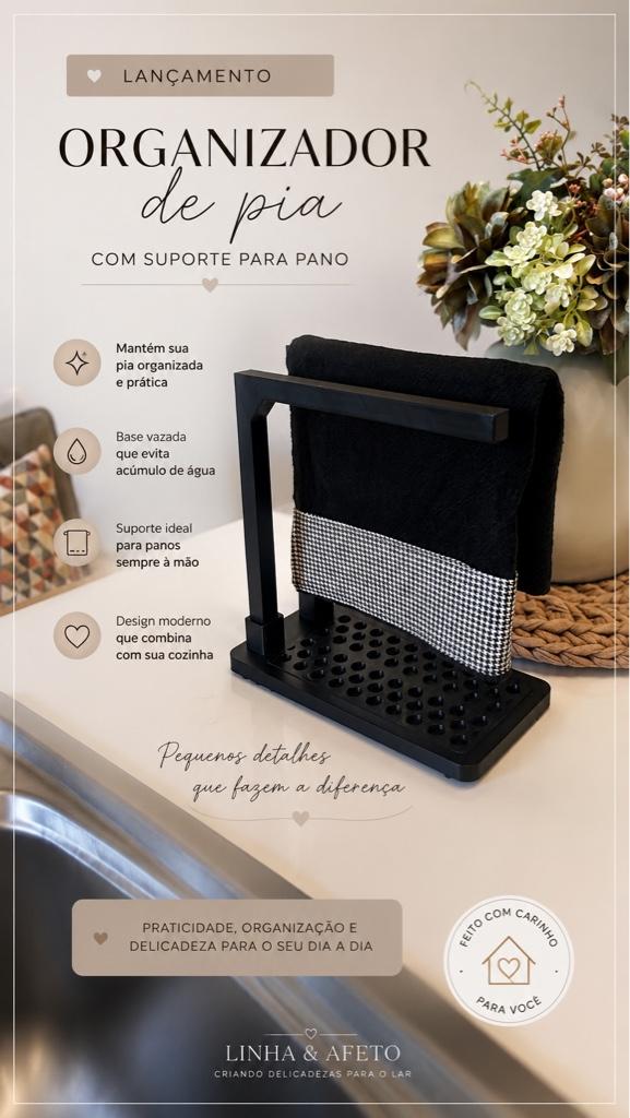 Organizador pia com suporte para pano