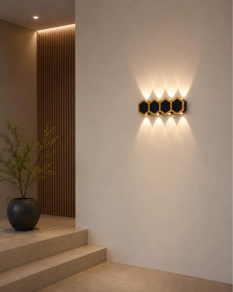 Miniatura 2 de Aplique de pared LED 8W negro y dorado AP01