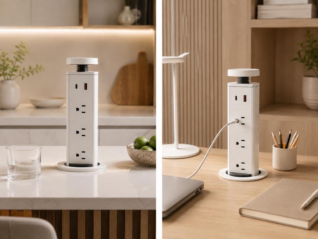 Miniatura 3 de Multitoma eléctrica retráctil con carga magnética