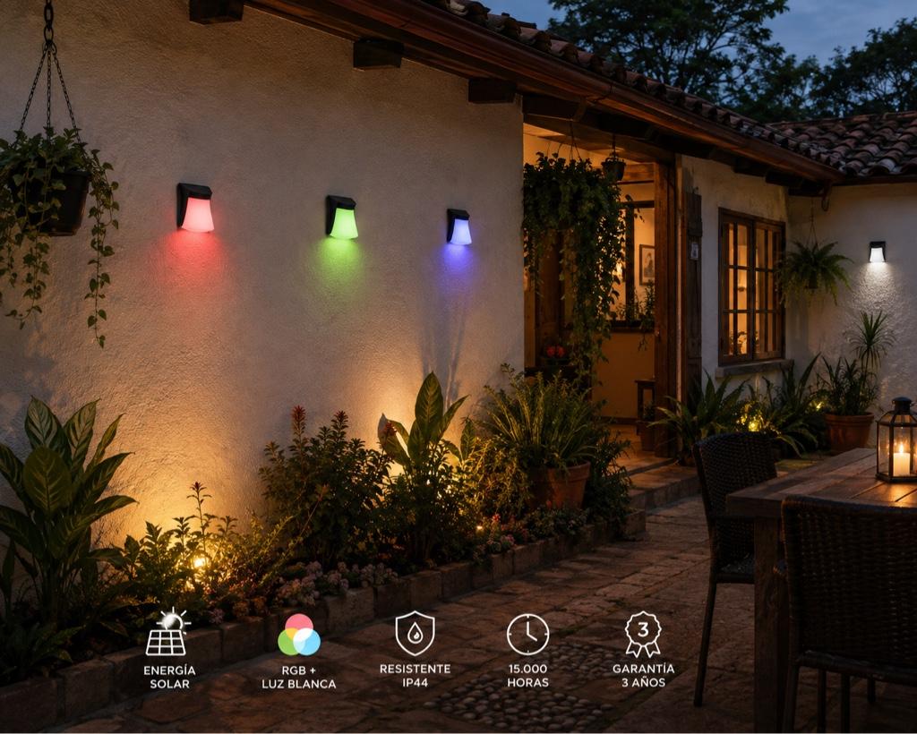 Miniatura 2 de Aplique de pared solar LED 1W RGB