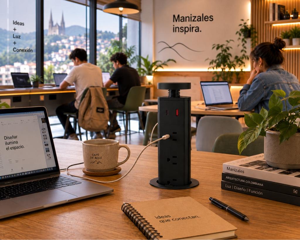 Miniatura 2 de Multitoma eléctrica retráctil con carga magnética