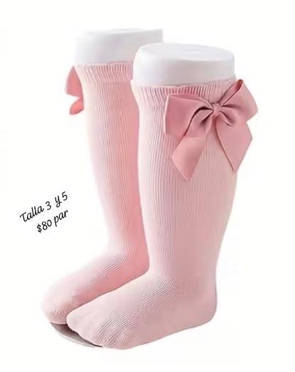 Calcetas rosa con moño talla 3 y 5