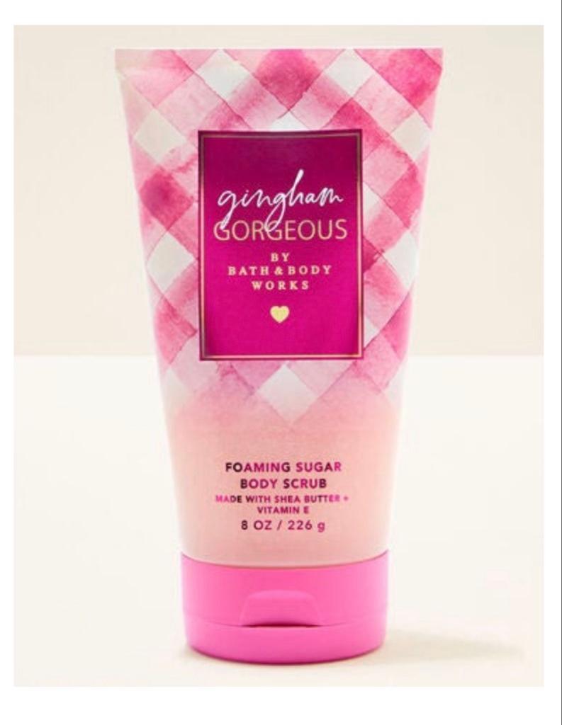 Bath & Body Works Gingham Gorgeous exfoliante rosa