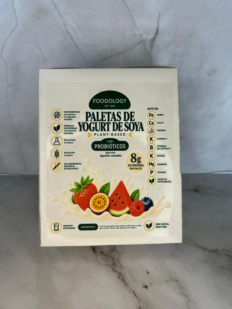 Paletas de yogurt de soya de chinola