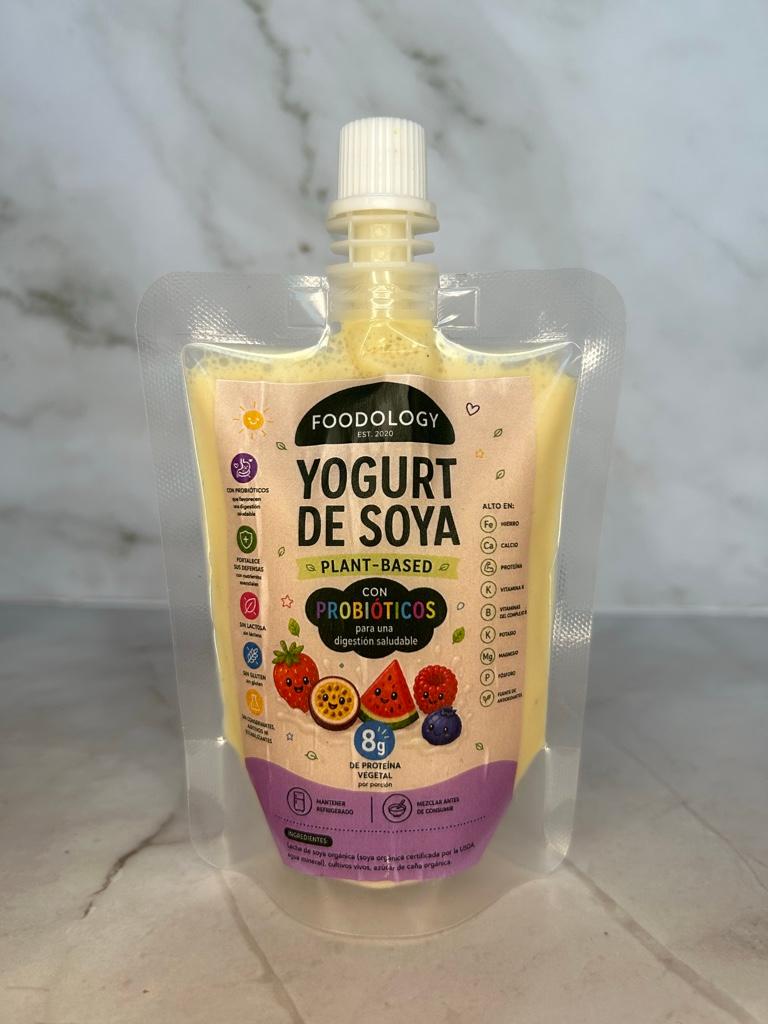 yogurt de soya de chinola compota