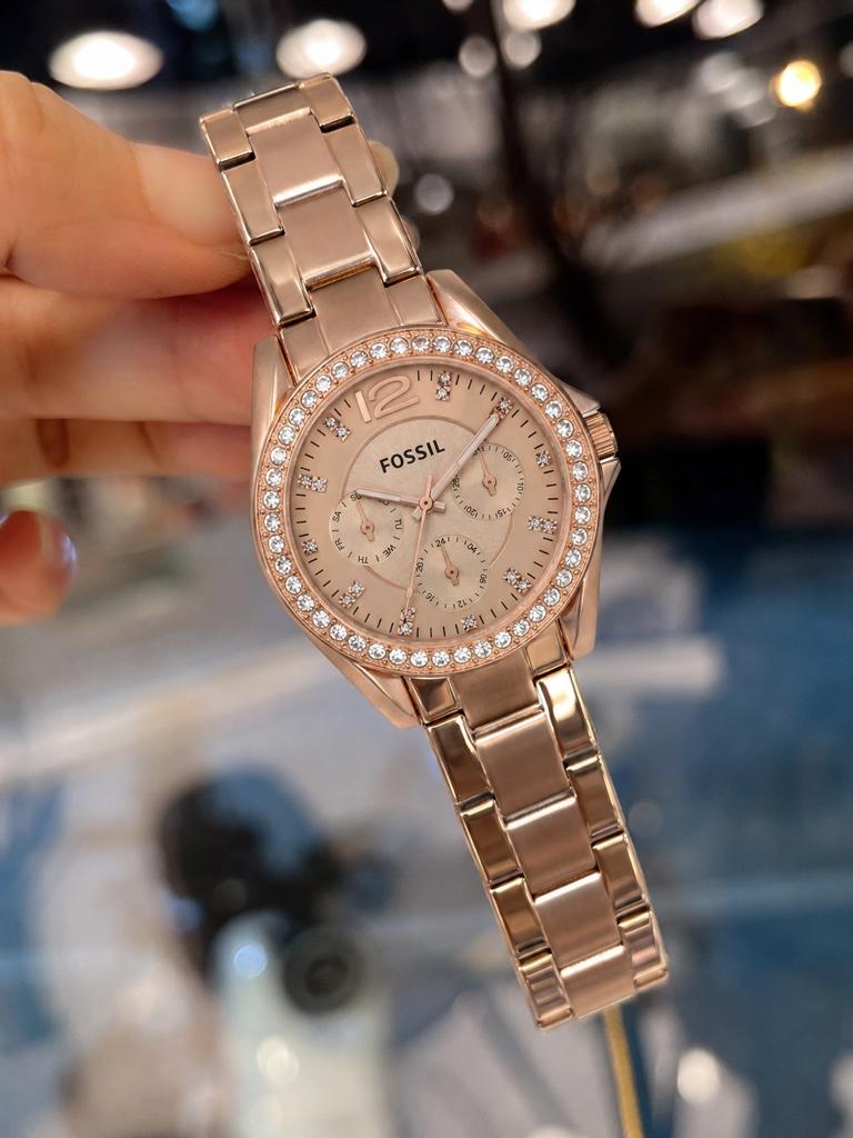 Fossil Riley Oro Rosa Clásico