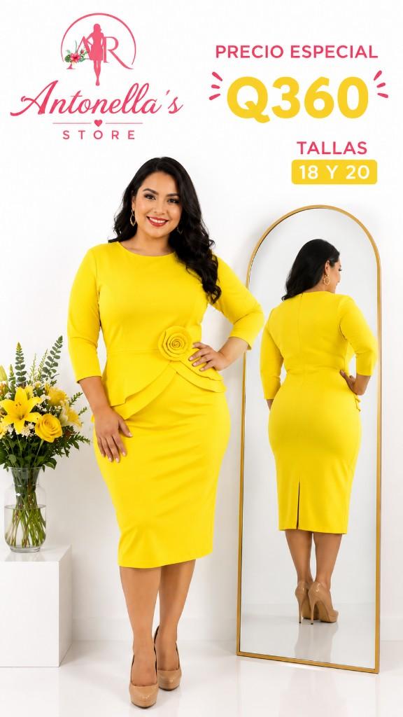 Vestido Amarillo  Manga 3/4
