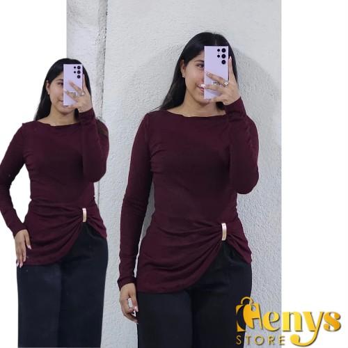 Camiseta asimetrica manga larga