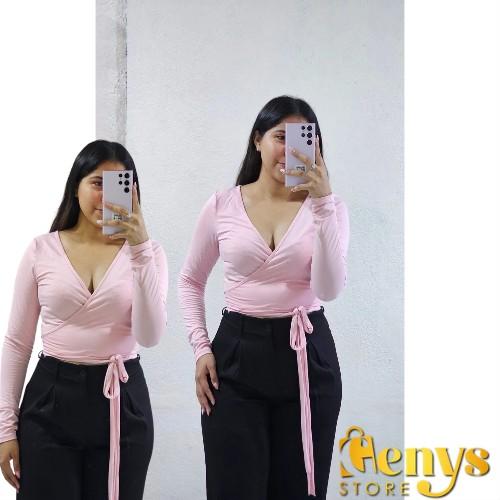 Blusa corta envolvente de cuello V