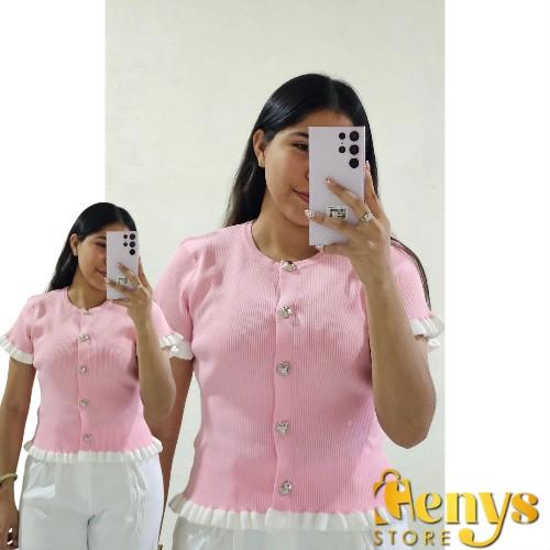 Blusa de puntos de manga corta