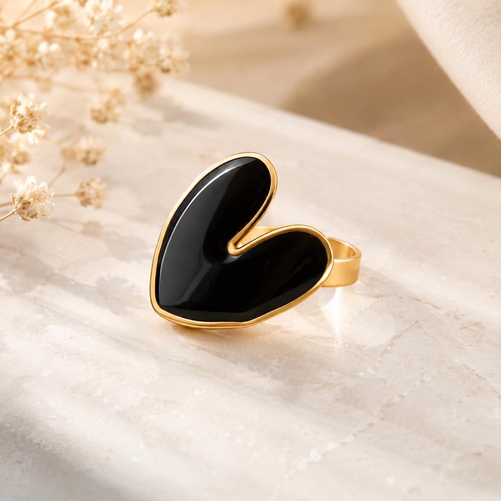 Anillo corazon negro
