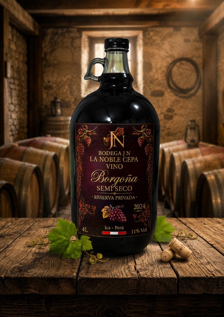 Borgoña 4 litros semi seco Reserva privada Bodega jn la noble cepa, caja x 4 unidades
