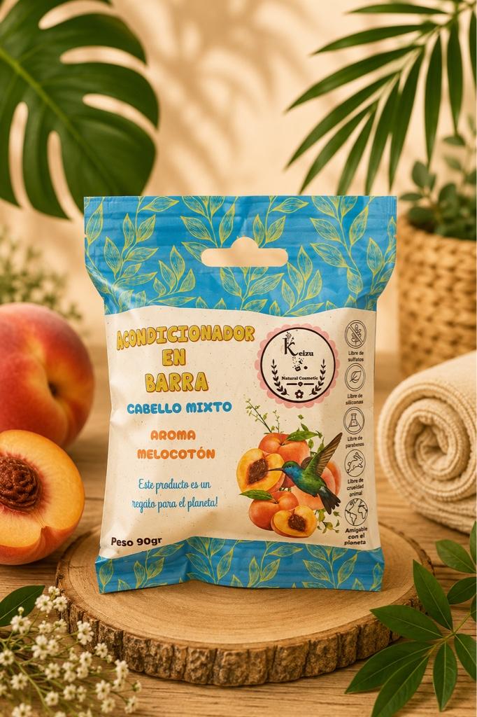 Acondicionador sólido melocotón especial para rubios y canas 100gr