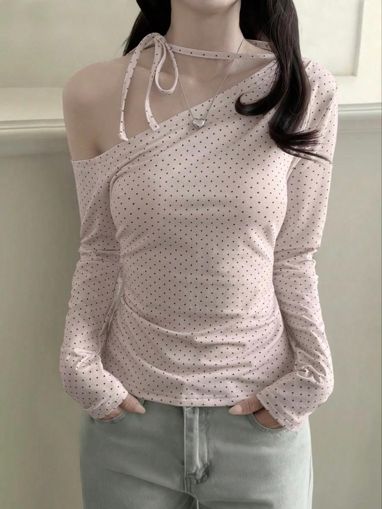 Polka dots pink top