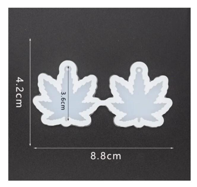 Miniatura 2 de .Molde 2 dijes/aritos hojas cannabis