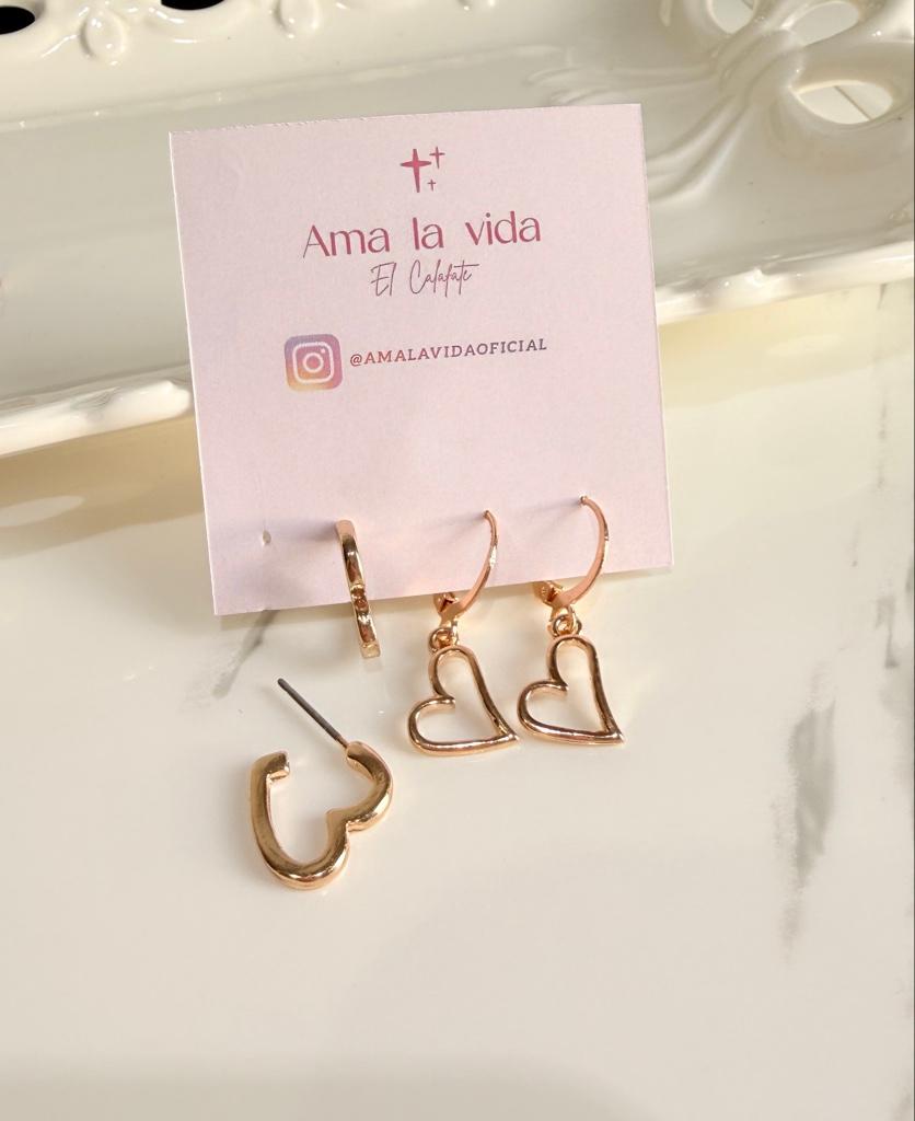 2 pares aros corazon