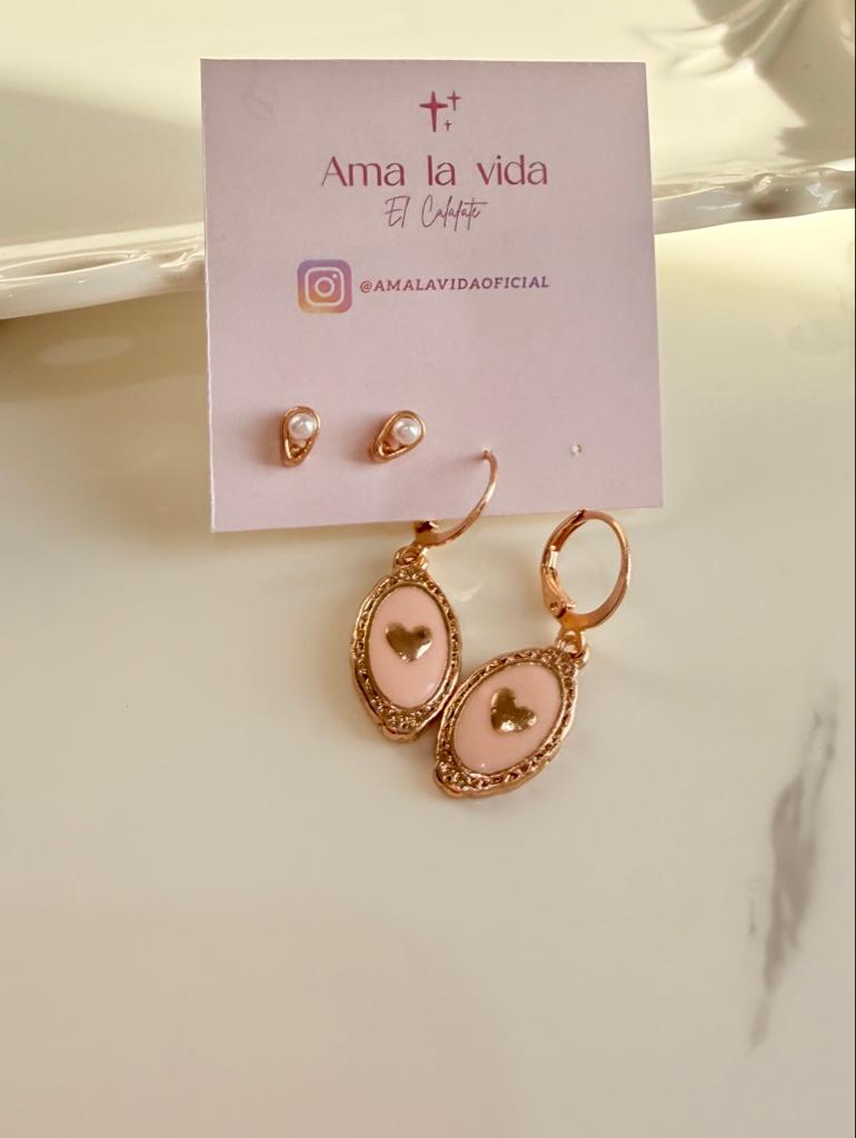2 pares aros rosa
