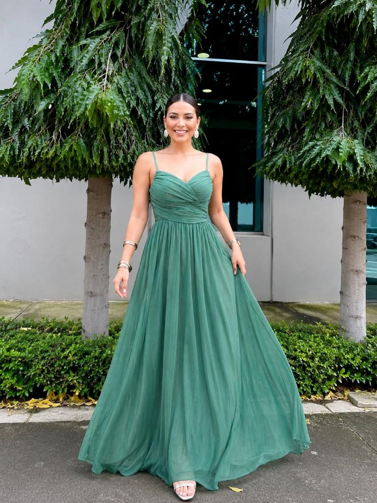 Vestido aqua verde azul fino brillo