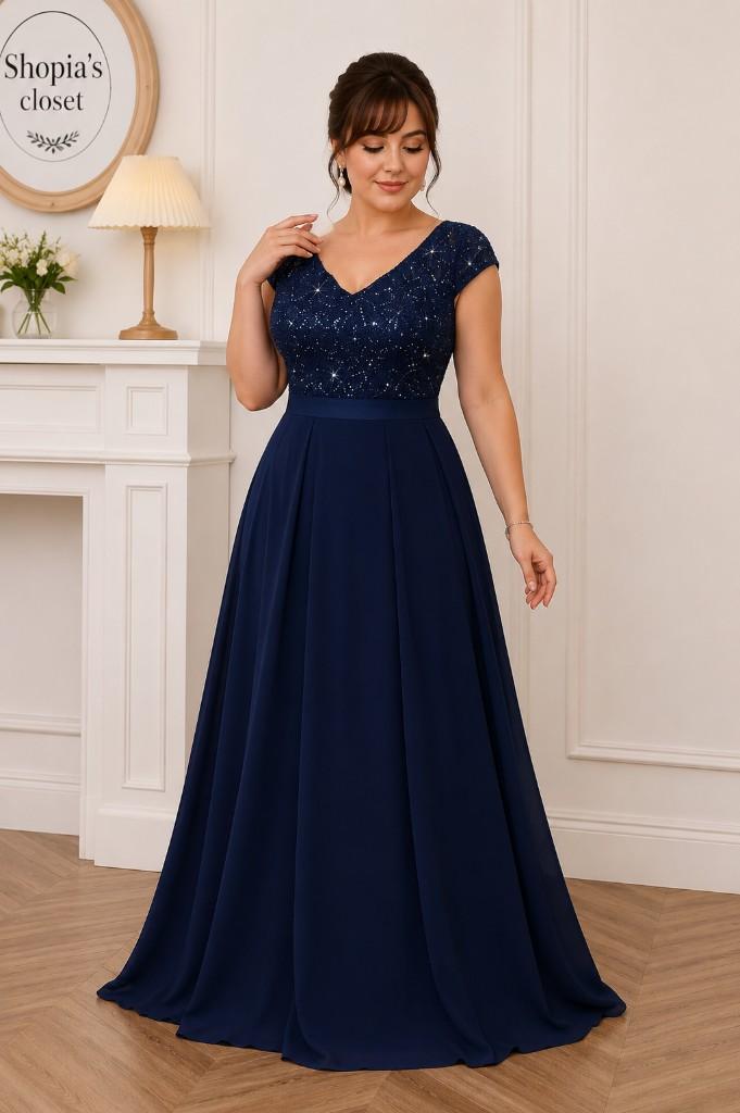 Vestido azul lentejuelas curvy