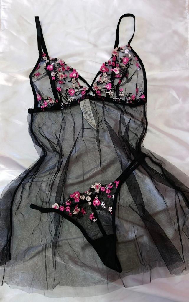 Babydoll microtul bordado (T.S)