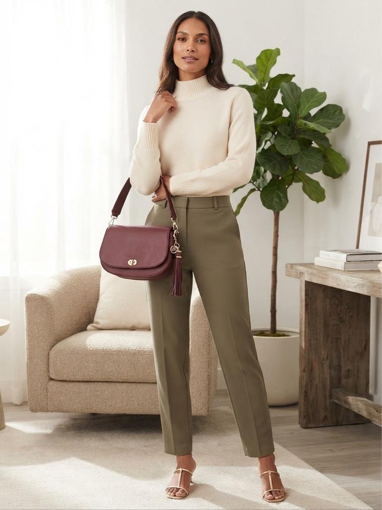 ANNE KLEIN Bolso vino cruzado