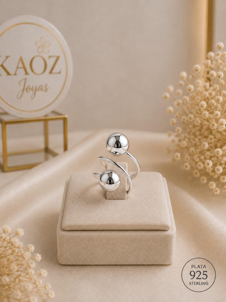 Anillo doble esfera plata