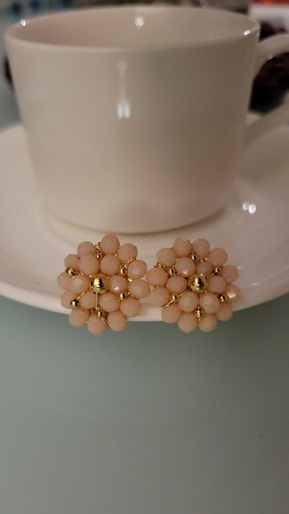 Aretes doble Flor Rosada