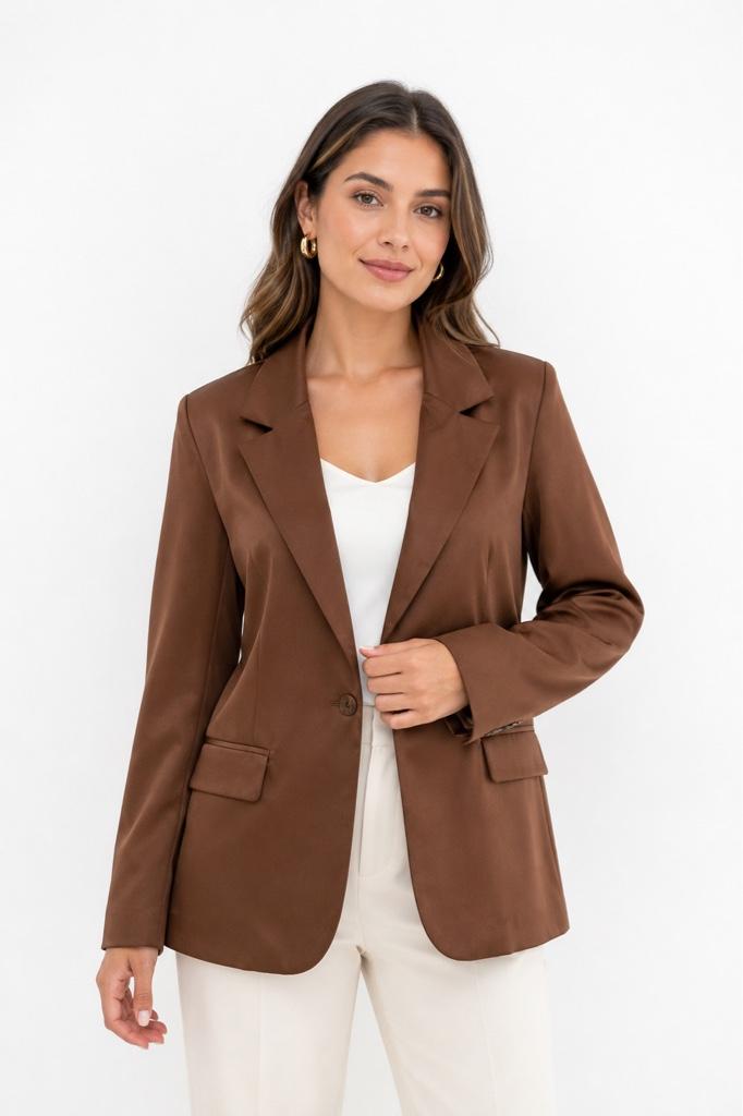 BLAZER MANGA LARGA CAFÉ