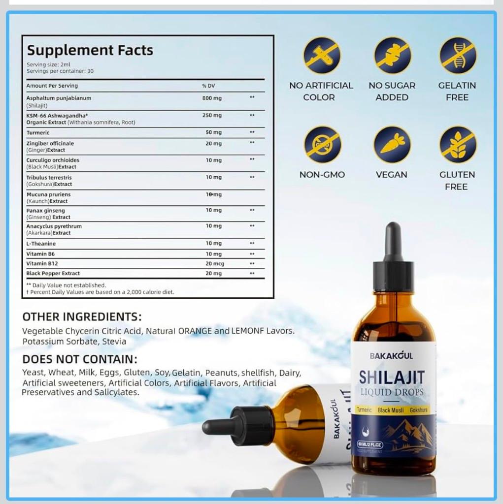 Miniatura 2 de BAKAKOUL SHILAJIT LIQUID DROPS 60ML/2 OZ