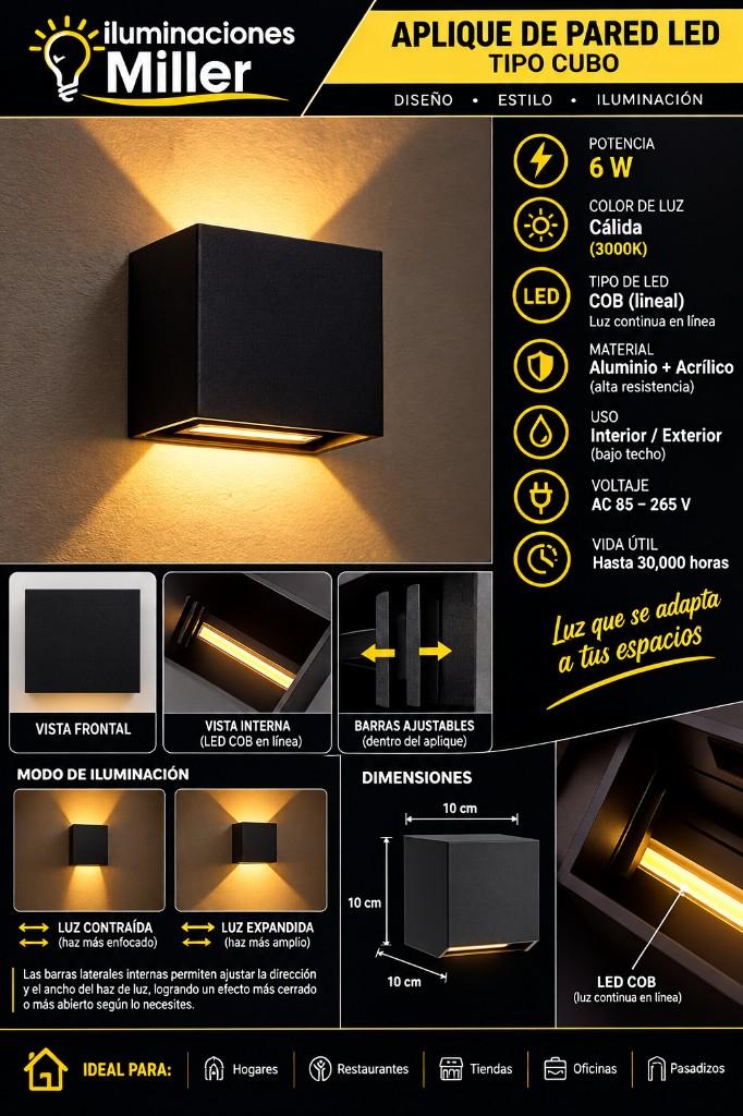 Aplique 6w cubo