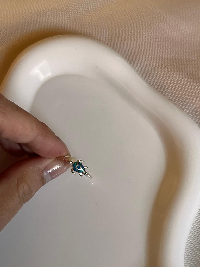Anillo tortuga azul