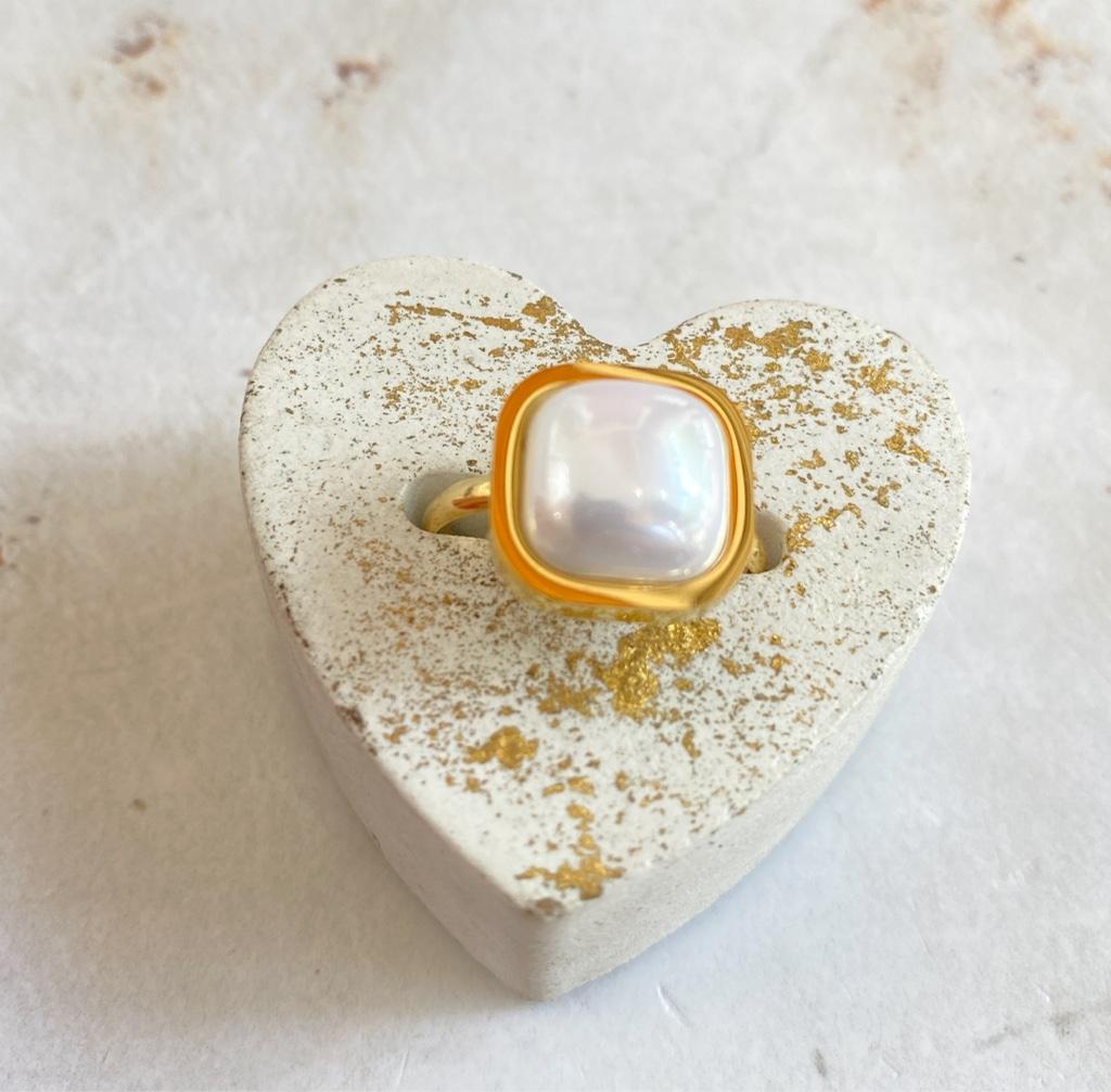 Anillo Perla cuadrado