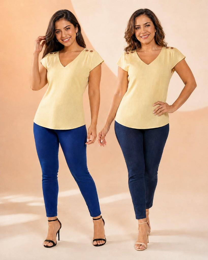 Blusa amarilla manga corta