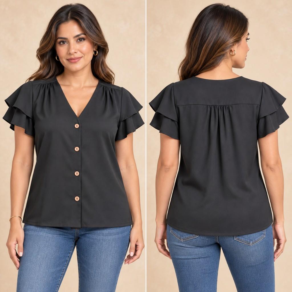 Blusa negra botones
