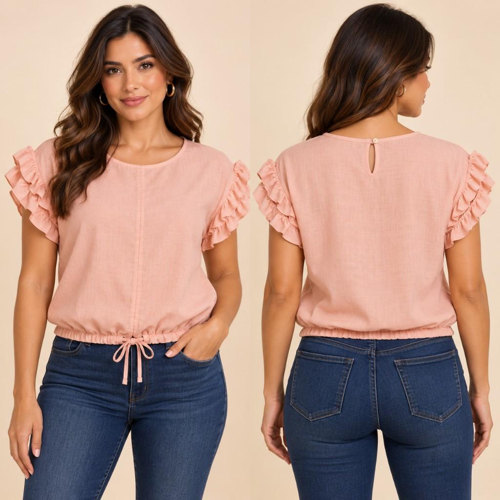 Blusa rosa con vuelos